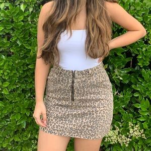 cheetah wash out zip up skirt